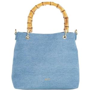 ABRO Shopper Melissa Bamboo Small Light Blue/Gold S Femme, Bleu Clair/doré, Rétro, Bleu Clair/Doré, Rétro