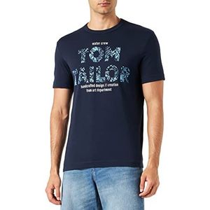 TOM TAILOR 1036334 T-shirt met logo voor heren (1 stuk), Sky Captain Blue 10668 Bordspel [geïmporteerd uit Duitsland]