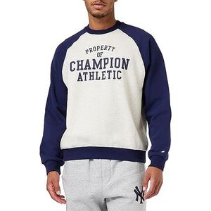 Champion Legacy Champion Athletics Crewneck Polyfleece sweatshirt voor heren, Licht gemêleerd grijs/maritiem blauw