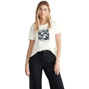 Street One Dames T-shirt met korte mouwen en print, gebroken wit