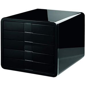 HAN 1551-13, ladenbox met 5 laden tot A4/C4, uittrekblokkering, discreet beletteringsconcept - reddot design award - voor orde op het bureau, hoogglanzend zwart