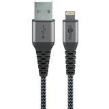 goobay 49267 Apple Lightning-kabel/MFi-gecertificeerd/extra sterke premium textielkabel met metalen connectoren/Iphone, iPad, ipod/0,5 m / space grey