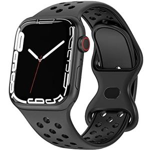 Armband compatibel met Apple Watch, sportarmband van siliconen voor iWatch SE Series 8, 7, 6, 5, 4, 3, 2, 1, zwart, 38 mm/40 mm/41 mm, zwart.