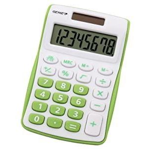 Genie 120G 8-cijferige rekenmachine (dubbele zonne- en accu) - compact design - 1 stuk - groen