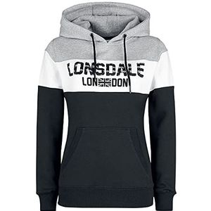 Lonsdale Sweatshirt met capuchon voor dames, Zwart/Wit/Grijs