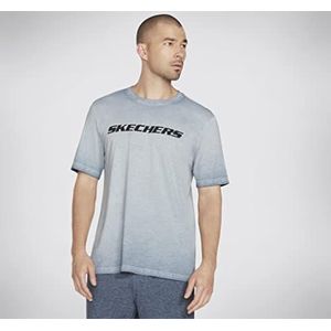 Skechers Diamond Wash Heritage Crew T-shirt voor heren, rookblauw, XXL, Rokerblauw