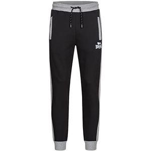 Lonsdale BROCKLEHILL heren joggingbroek slim fit, Grijs/Zwart, L