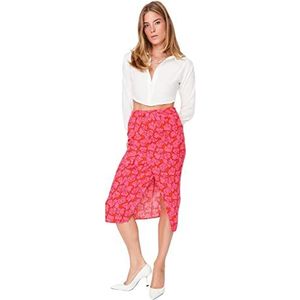 TRENDYOL Asymmetrische midi-rok van geweven stof voor dames, rok, roze, 38, Roze