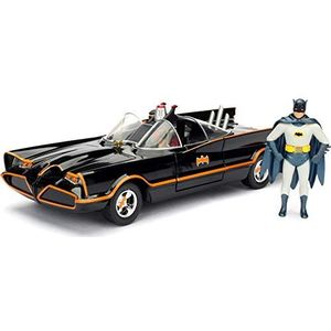 Jada Toys - 98259BK – Batmobile – 1966 versie – met figuren – schaal 1:24 – zwart/rood