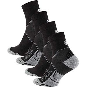 STARK SOUL Quarter Performance 2 paar functionele sokken voor dames en heren (2 paar), hardlopen, joggen, fietsen, fitness, triatlon, wandelen, zwart, wit, 2 paar zwarte handschoenen, 35-38 EU, 2 paar zwarte handschoenen