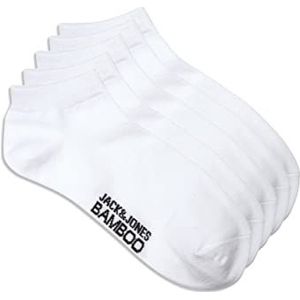 Jack & Jones Jacbasic Bamboo Shorts Sock 5 Pack van 5 korte sokken van bamboe JACBASIC heren, Wit/Detail: WHite - Whtie - Wit - Wit