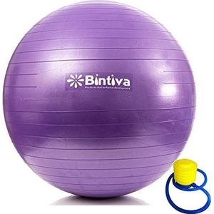 BINTIVA Gymnastiekbal, anti-barst, fitness, oefening, stabiliteit, yoga, bal/swiss, geboorte, violet, 85 cm