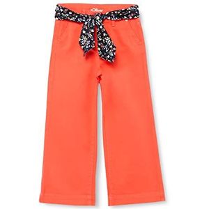 s.Oliver Junior broek met riem, brede pijpen broek met riem, wijde pijpen, oranje, 122 meisjes, oranje, 122, Oranje