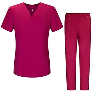 Misemiya - Werkkleding, elastisch, voor dames, korte mouwen, kliniek, henspiraal, reiniging voor veterinair, Ref.G7154, Medisch uniform G715-35, roze