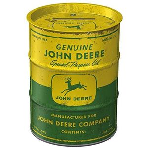 Nostalgic-Art John Deere Retro Spaarpot Petroleum - Oil - cadeau-idee voor tractorfans, metaal, ijzeren wit Trekker leespot, 600 ml