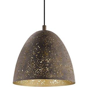 EGLO Hanglamp Safi, 1-vlammige vintage hanglamp in industrieel design, retro hanglamp van staal, Ø: 27,5 cm, kleur: bruin, goud, fitting: E27