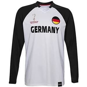 FIFA Officieel wereldkampioenschap 2022 klassiek lange mouwen jongens Duitsland L 10-12 jaar wit/zwart, Wit/Zwart