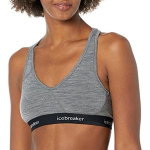 Icebreaker WMNS Sprite Racerback Bra Sportbeha voor dames, Gritstone Hthr/Zwart