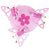Elobra Plafondlamp kinderkamer ""vlinder"" | Hoogwaardige lamp voor kinderkamer meisjes van echt hout, roze prinsessenlamp met bloemenpatroon, 30 x 30 x 20 cm, roze
