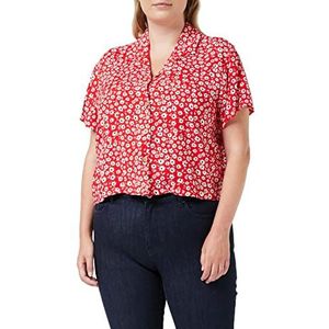 Louche Marika-Flower Sketch Bowlingshirt voor dames, Rood