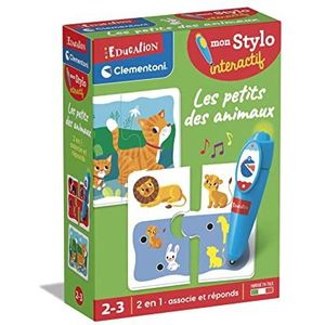 Clementoni - My Interative Pen - De kleintjes van de dieren - educatief spel in de autonomie - Mini puzzels van karton - Quiz - 2 speelniveaus - Voor kinderen van 2 tot 3 jaar