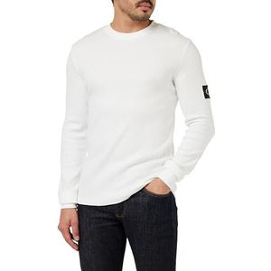 Calvin Klein Jeans Wafelbadge Ls Tee L/S gebreide tops voor heren, Wit