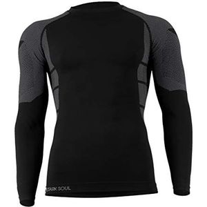 Seamless functioneel ondergoed voor heren, skiondergoed, outdoor, keuze als broek of longsleeve, zwart-grijs / overhemd