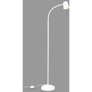 BRILONER Decoratieve vloerlamp in de woonkamer en leeslamp, draaibare lamp, woonkamerlamp, voetknop, indirecte verlichting, wit