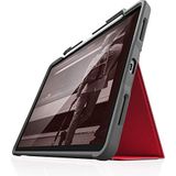 STM Bags Dux Plus Case Flip Case voor Apple iPad Air 10,9 inch (2022 & 2020) rood/transparant [Apple penhouder I militaire standaard I waterdicht I standfunctie I Wake / Sleep ]