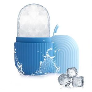 AiQInu Rouleau à glace pour le visage et les yeux, en silicone, réutilisable, rétrécit les pores, anti-rides, améliore l'élasticité de la peau, réduit les gonflements