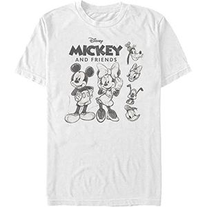 Disney Unisex Classic Mickey Freinds Sketch Organic T-shirt met korte mouwen, wit, L, Weiss