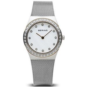 BERING Dameshorloge analoog kwarts klassieke collectie horloge met armband van roestvrij staal en saffierglas 12430-010, Zilver/Zilver, zilver/zilver