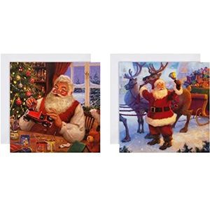 Hallmark Kerstkaarten voor liefdadigheid in doos - 16 in 2 motieven retro kerstman 25572287