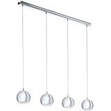 EGLO Conessa ledhanglamp met 4 fittingen, moderne hanglamp van metaal en kunststof, eetkamerlamp in chroom, helder, hangende woonkamerlamp met GU10-fittingen