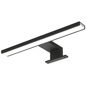 Kibath GUE LED wandlamp 45cm 12W badkamerlamp mat zwart plaatsing met universele houder voor spiegels, meubels en camino, koude verlichting, gemaakt van aluminium 12W, 45