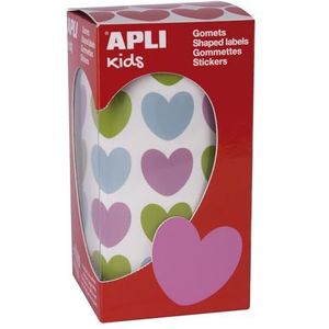 APLI KIDS 16796 – rol met 900 kleurrijke hartstickers, 20 x 18 mm