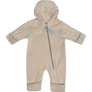 Hoppediz ♥ Overall van biologisch katoen ✓ extra lange pijpen – perfect voor de babydrager ✓ reverskraag op handen en voeten – 68-74 camel