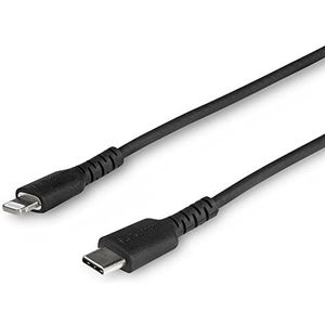 USB C-kabel op Lightning, robuust, 1 m, zwart - laad-/synchronisatiekabel USB type C naar Lightning Fiber aramide - iPad/iPhone 12 gecertificeerd Apple Mfi (RUSBCLTMM1MB)