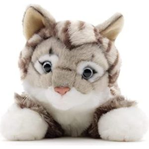 Uni-Toys - Kat met tijgerbont (grijs), liggend - 38 cm (lengte) - pluche kitten - knuffeldier