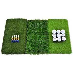 Rukket Tri-Turf golfclubmat, trainingshulp voor de tuin met verstelbare thee en 9 schuimrubberen trainingsballen (standaard (63,5 x 40,6 cm)