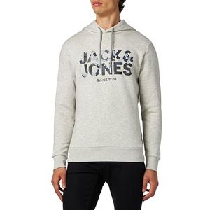 JACK & JONES Jjjames hoodie heren sweatshirt met capuchon, Wit-grijs