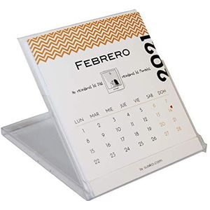 Susiko, Tafelkalender in doos van methacrylaat, optimistische kalender voor een hoopvol jaar, met een vrolijke en onmiskenbare boodschap voor elke maand, maandoverzicht, afmetingen 14 x 12,5 cm