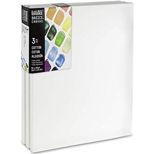 Liquitex Basics 471050070 Set van 3 spieraam sparrenhout, 50 x 70 cm, 100% katoen, 280 g/m², stabiel spieraam van sparrenhout, wit voorbehandeld canvas voor acrylverf en verf