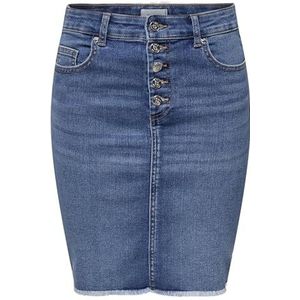 ONLY Onlhush Mid Waist Vis But Rw Skirt Dnm Rok Medium Taille Dames, Medium blauwe denim