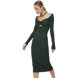 Trendyol Nauwsluitende midi-jurk voor dames, groen, maat M, Groen
