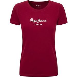 Pepe Jeans New Virginia Ss N T-shirt voor dames, rood (bordeaux), XXS, Rood (Bordeaux)