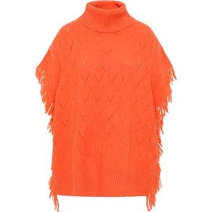 caneva Poncho en tricot Gaya pour femme, Orange, XL-XXL