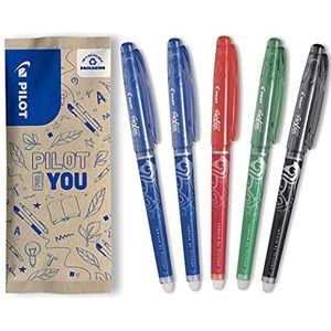 Pilot - 5 stuks FriXion Point rollerball pennen – uitwisbare gelrollerpen – 2 blauw, groen, rood, zwart – fijne punt