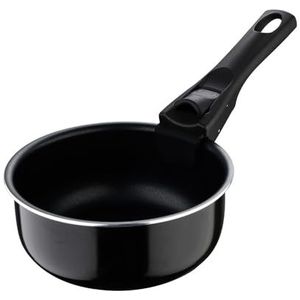 BERGNER Click&Cook Black Edition 3-delige pannenset 16, 18 en 20 cm + afneembare ergonomische handgreep, geperst aluminium en anti-aanbaklaag, alle soorten keukens en oven