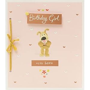 Boofle Verjaardagskaart – schattige Boofle kaart voor een vriendin – schattige verjaardagskaart voor haar – verjaardagsmeisje – boofle houdt een cadeau